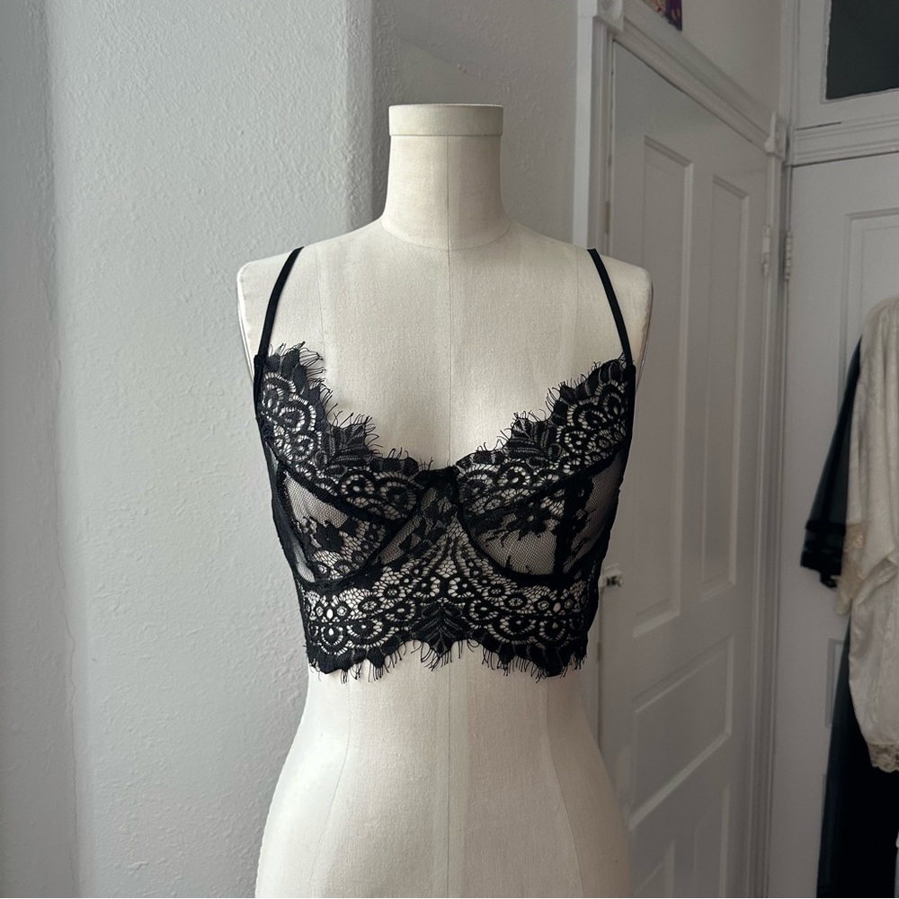 NWOT SHEIN sheer lace crop bra top XS